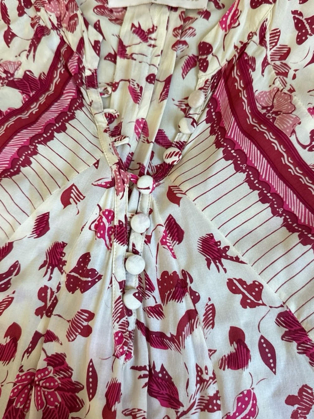 Natalie Martin Cream Maxi Dress with Pink Floral Print L - Picture 3 of 8